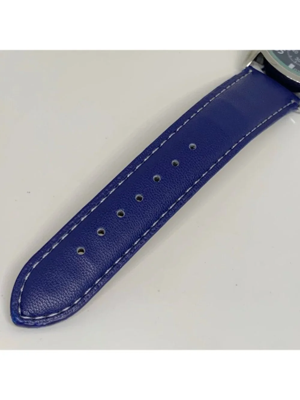 MiGEER men’s quartz analog watch 42mm silver tone blue dial leather running